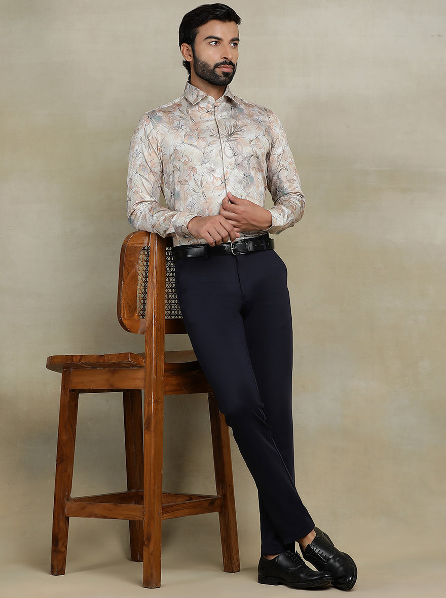 Beige Printed Slim fit Party Wear Shirt | Wyre