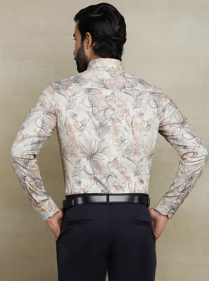 Beige Printed Slim fit Party Wear Shirt | Wyre