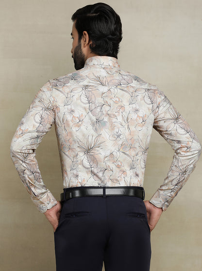 Beige Printed Slim fit Party Wear Shirt | Wyre