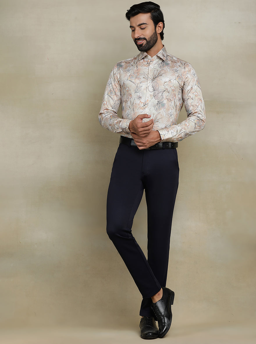 Beige Printed Slim fit Party Wear Shirt | Wyre