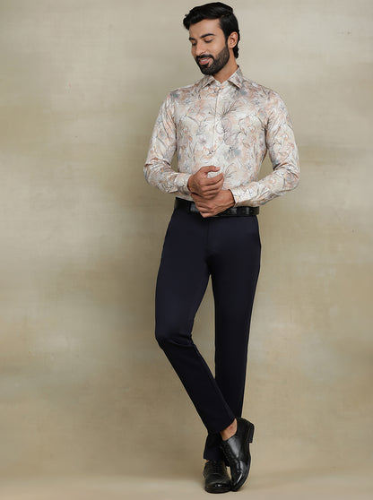 Beige Printed Slim fit Party Wear Shirt | Wyre