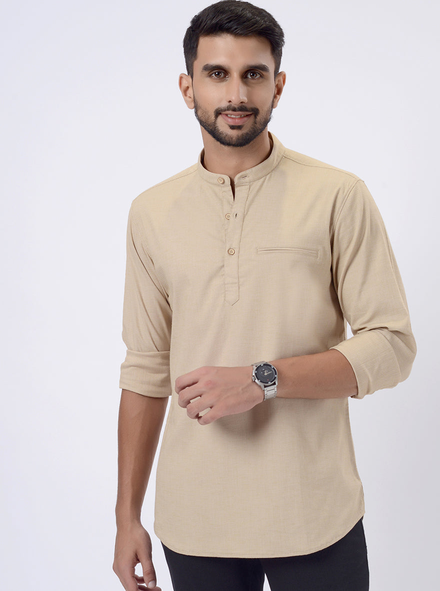 Khaki Solid Regular Fit Casual Shirt | JadeBlue