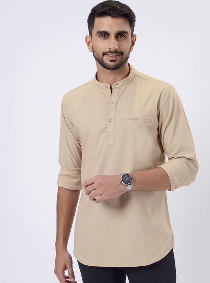 Khaki Solid Regular Fit Casual Shirt | JadeBlue