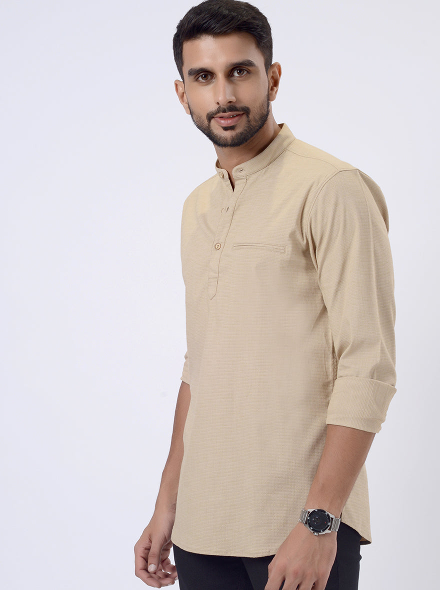 Khaki Solid Regular Fit Casual Shirt | JadeBlue