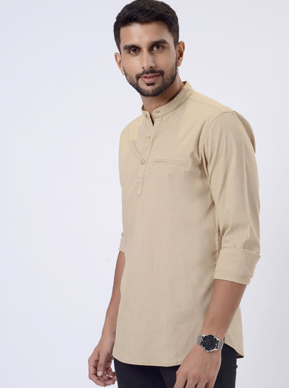 Khaki Solid Regular Fit Casual Shirt | JadeBlue