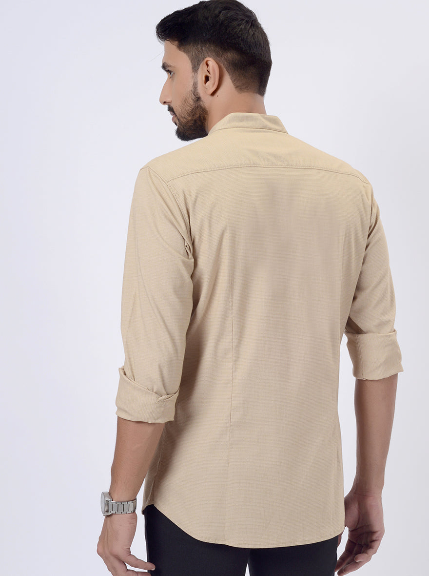 Khaki Solid Regular Fit Casual Shirt | JadeBlue