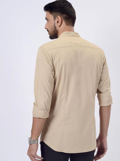 Khaki Solid Regular Fit Casual Shirt | JadeBlue