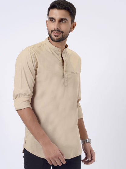 Khaki Solid Regular Fit Casual Shirt | JadeBlue