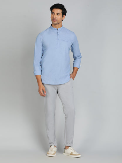 Blue Solid Slim Fit Casual Shirt | JadeBlue