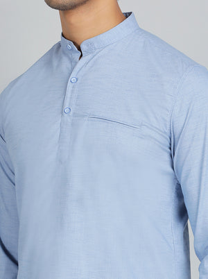Blue Solid Slim Fit Casual Shirt | JadeBlue