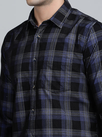 Blue Checked Slim Fit Casual Shirt | JadeBlue