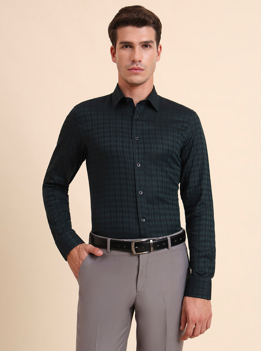 Green Solid Slim Fit Party Wear Shirt | Wyre