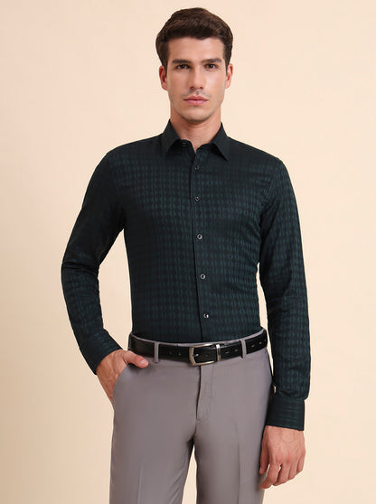Green Solid Slim Fit Party Wear Shirt | Wyre