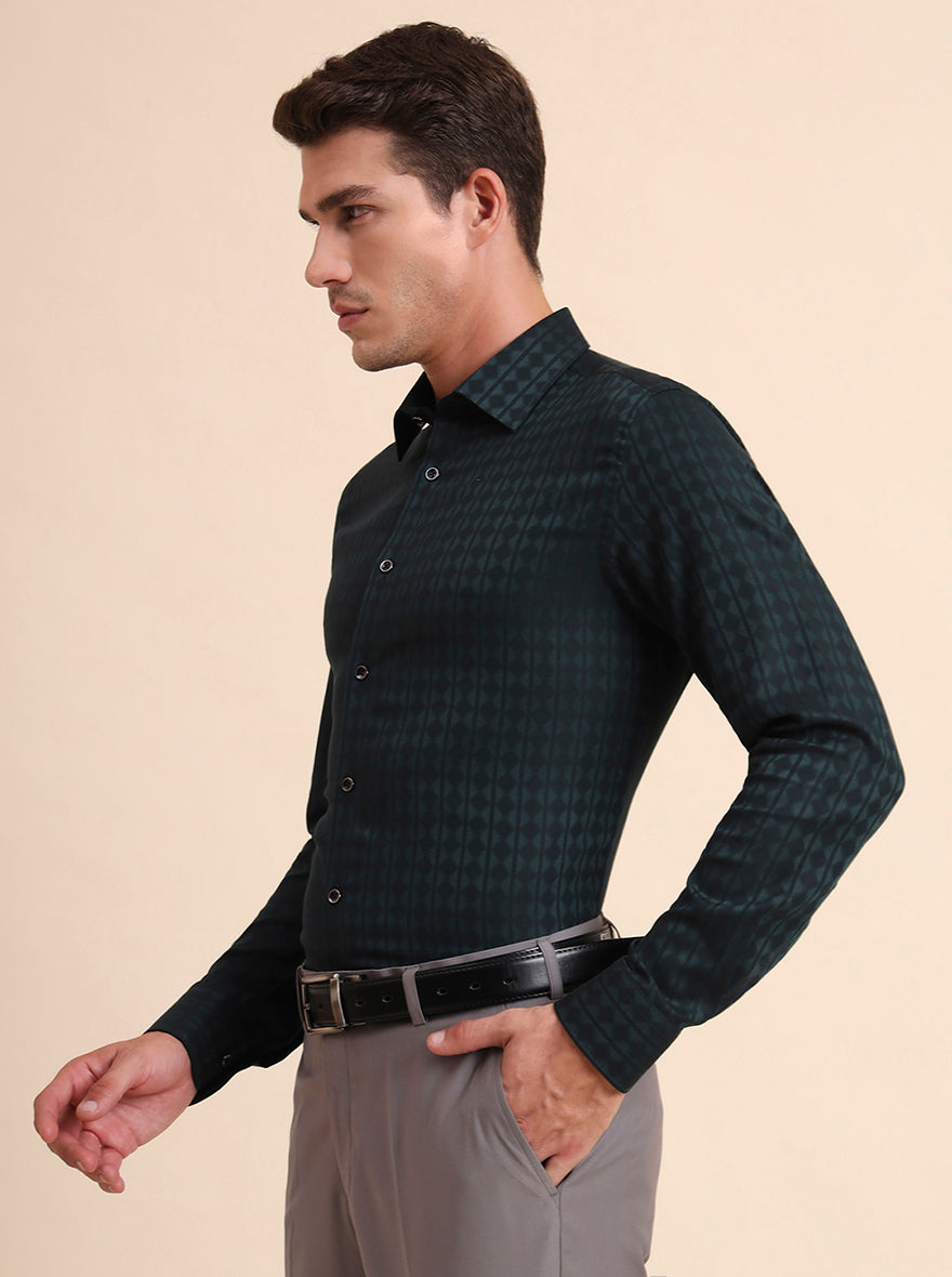 Green Solid Slim Fit Party Wear Shirt | Wyre