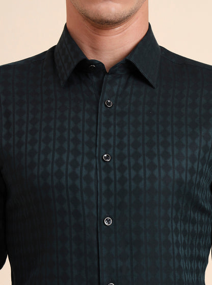 Green Solid Slim Fit Party Wear Shirt | Wyre