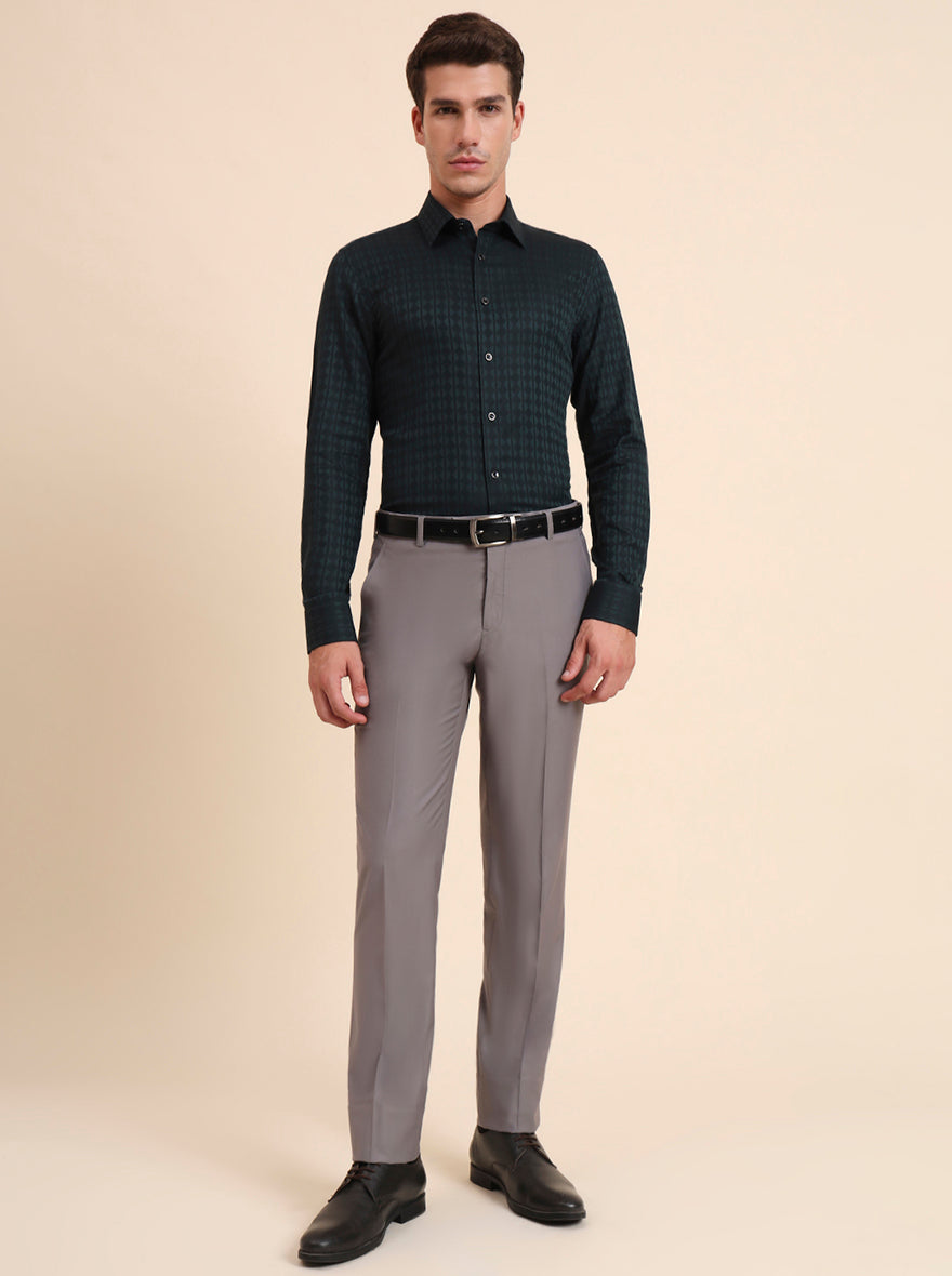 Green Solid Slim Fit Party Wear Shirt | Wyre