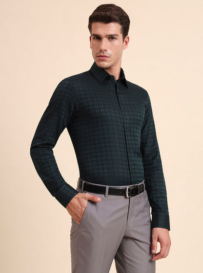 Green Solid Slim Fit Party Wear Shirt | Wyre