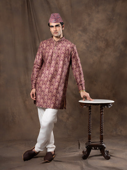Maroon Printed  Kurta | Virasana