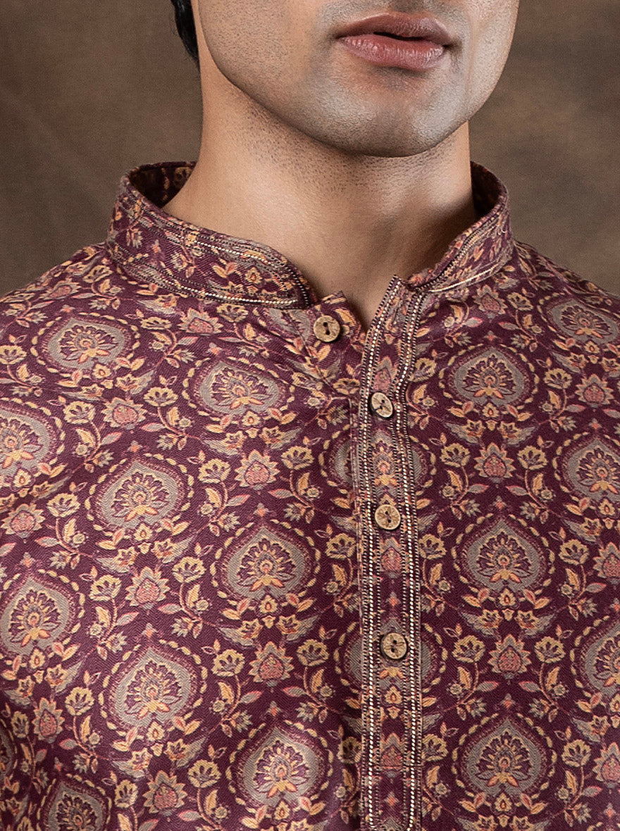Maroon Printed  Kurta | Virasana