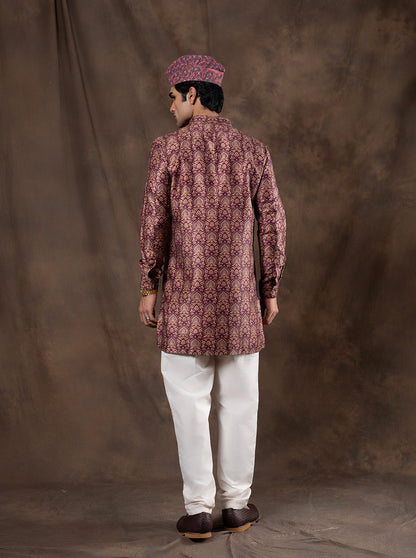 Maroon Printed  Kurta | Virasana