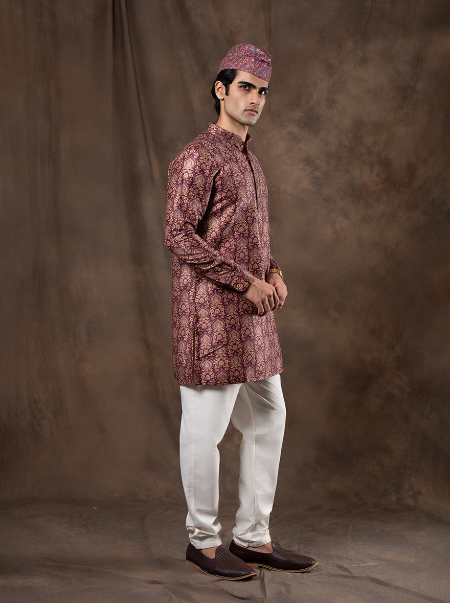 Maroon Printed  Kurta | Virasana