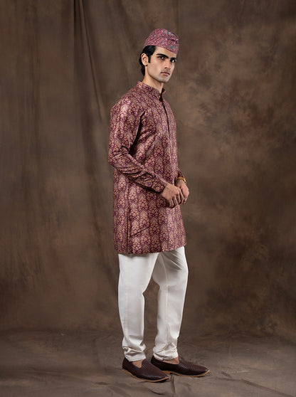 Maroon Printed  Kurta | Virasana