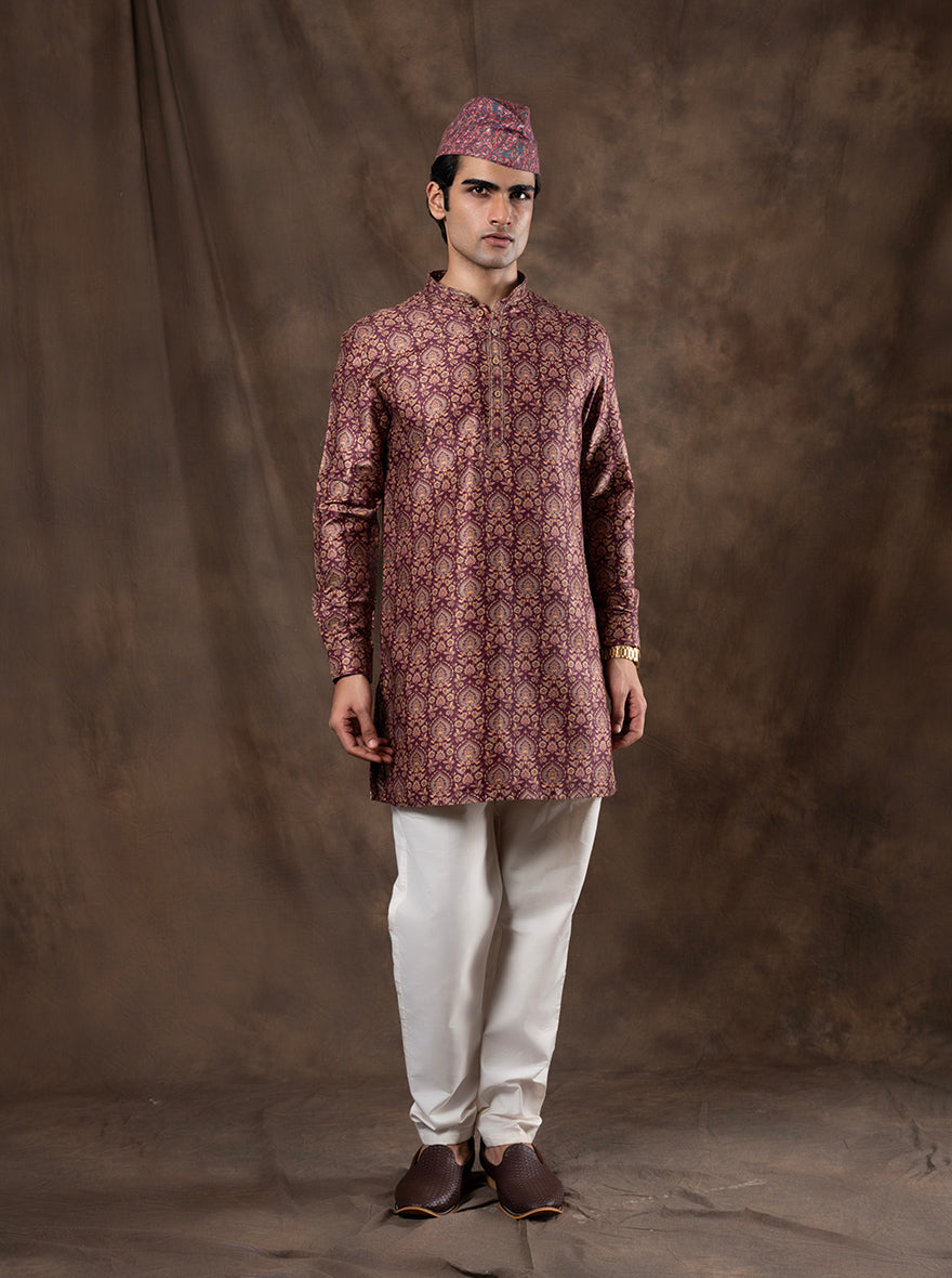 Maroon Printed  Kurta | Virasana