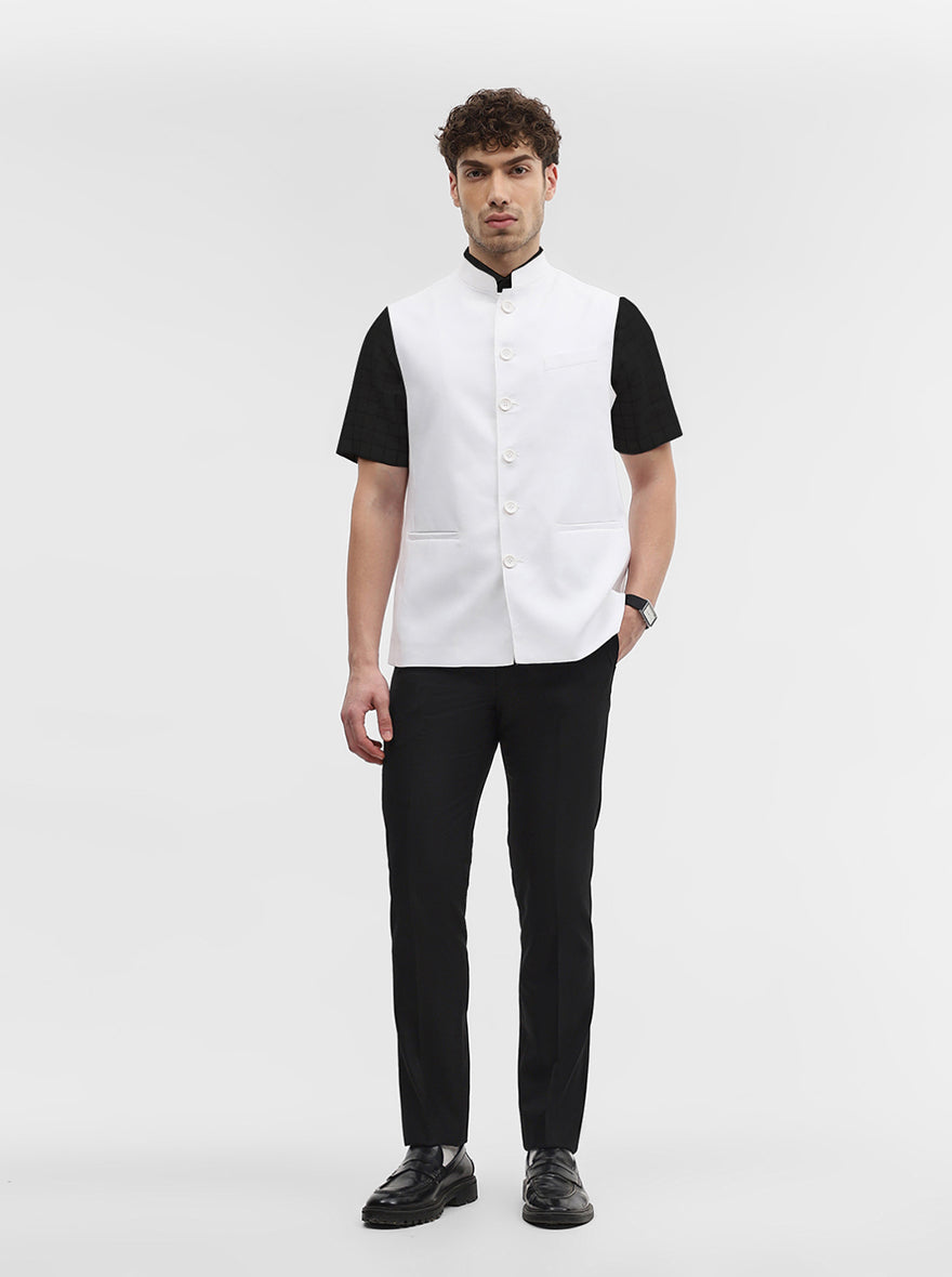 White Solid Regular Fit Modi Jacket | JadeBlue