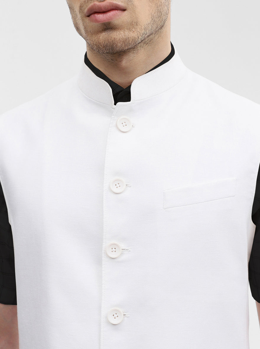 White Solid Regular Fit Modi Jacket | JadeBlue
