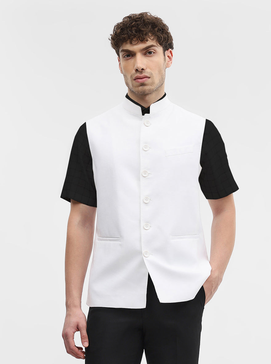 White Solid Regular Fit Modi Jacket | JadeBlue