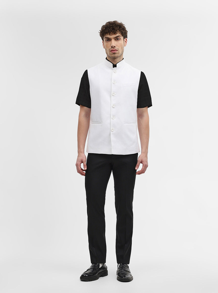 White Solid Regular Fit Modi Jacket | JadeBlue