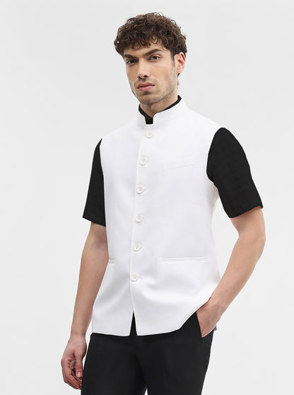 White Solid Regular Fit Modi Jacket | JadeBlue