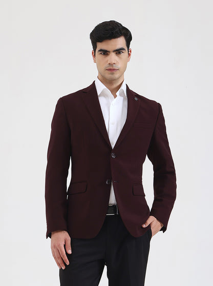 Wine Solid Regular Fit Blazer | Wyre