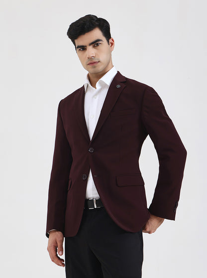 Wine Solid Regular Fit Blazer | Wyre