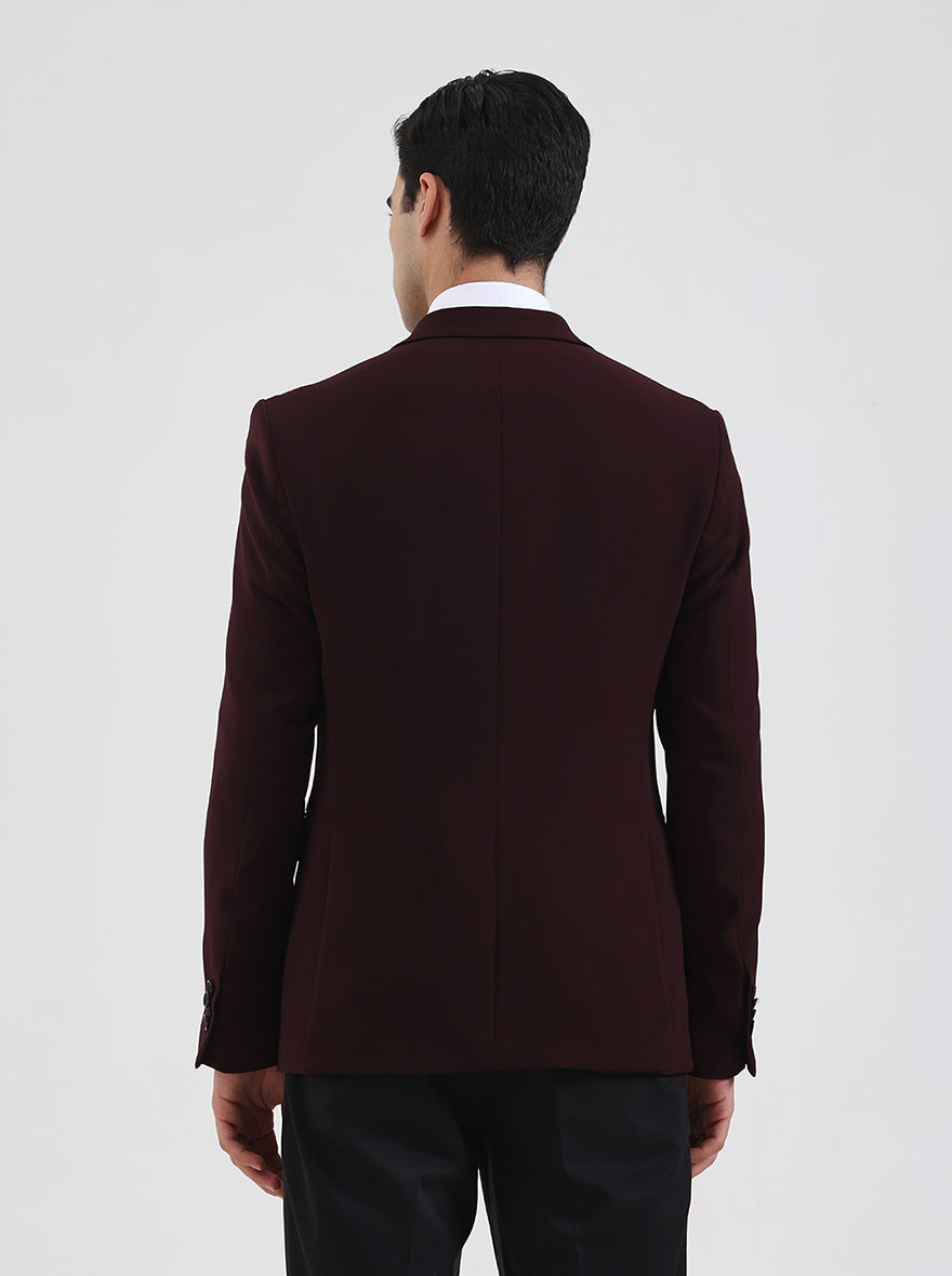 Wine Solid Regular Fit Blazer | Wyre