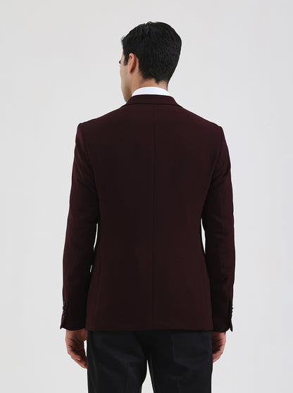 Wine Solid Regular Fit Blazer | Wyre