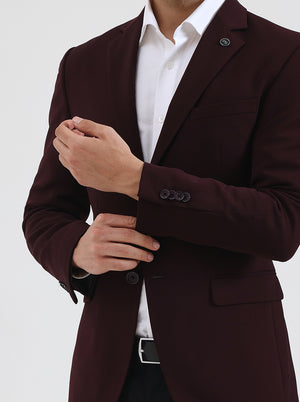 Wine Solid Regular Fit Blazer | Wyre