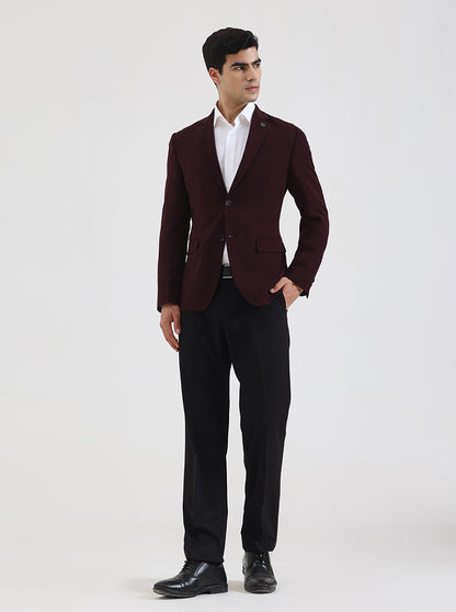 Wine Solid Regular Fit Blazer | Wyre