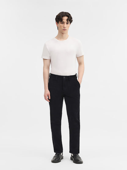 Black Solid Uno Fit Casual Trouser | JadeBlue