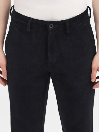 Black Solid Uno Fit Casual Trouser | JadeBlue