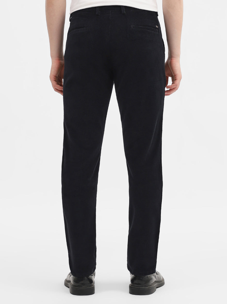 Black Solid Uno Fit Casual Trouser | JadeBlue