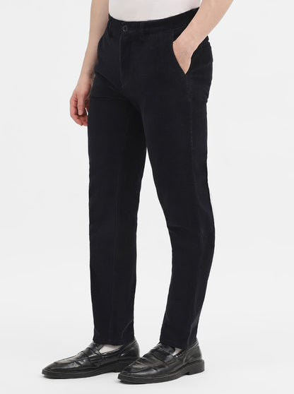 Black Solid Uno Fit Casual Trouser | JadeBlue
