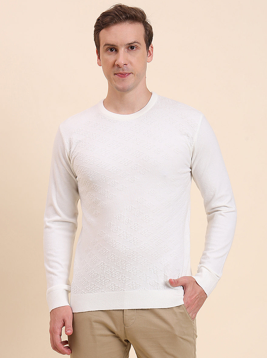 White Printed Tailored Fit T-Shirt | JadeBlue