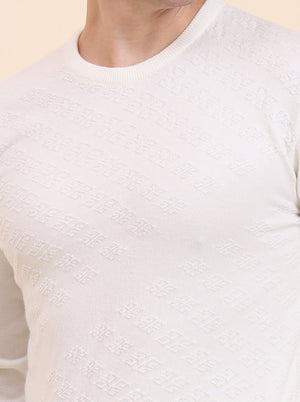 White Printed Tailored Fit T-Shirt | JadeBlue
