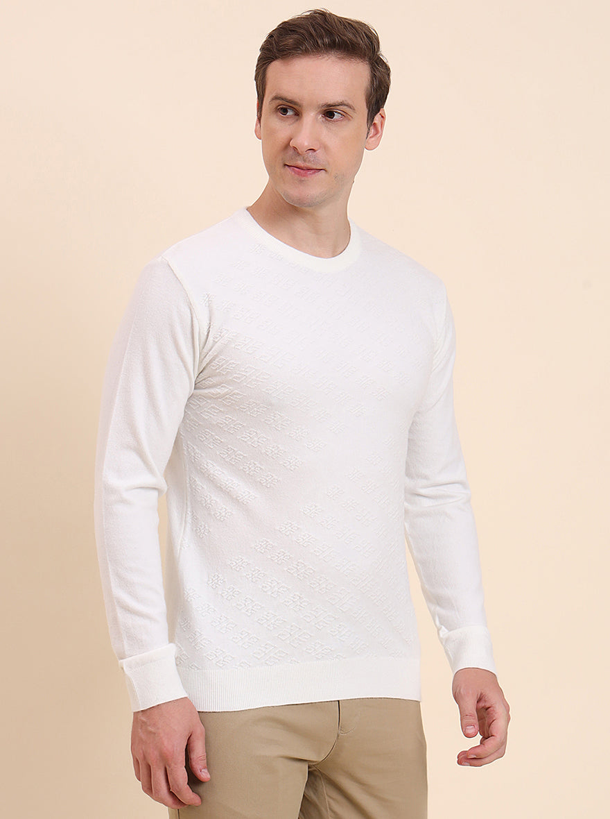 White Printed Tailored Fit T-Shirt | JadeBlue