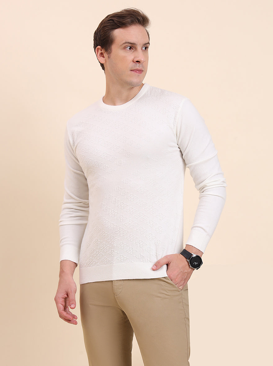 White Printed Tailored Fit T-Shirt | JadeBlue