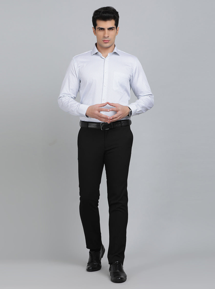White Printed Regular Fit Formal Shirt | Greenfibre