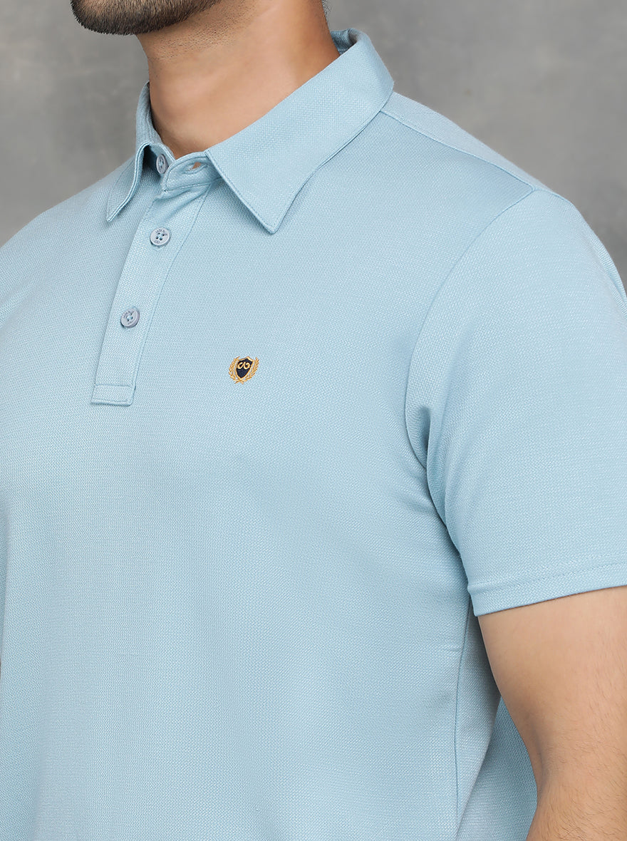 Light Blue Solid Regular Fit Polo T-Shirt | JadeBlue