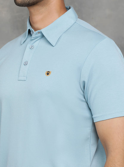 Light Blue Solid Regular Fit Polo T-Shirt | JadeBlue