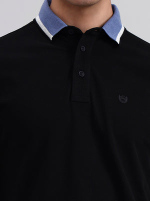 Black Solid Slim Fit Polo T-Shirt | JadeBlue